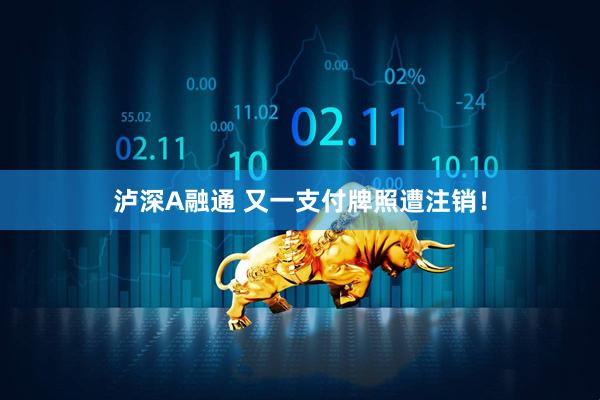 泸深A融通 又一支付牌照遭注销！