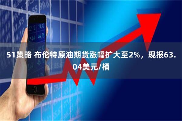 51策略 布伦特原油期货涨幅扩大至2%，现报63.04美元/桶